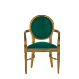 Chandelle Armchair in Gold with Jade Velvet Seat Pad