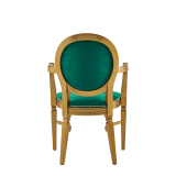 Chandelle Armchair in Gold with Jade Velvet Seat Pad