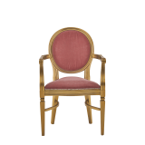 Chandelle Armchair in Gold with Rose Pink Velvet Seat Pad