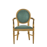 Chandelle Armchair in Gold with Seagreen Velvet Seat Pad