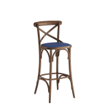 Coco Bar Stool in Natural with Sapphire Seat Pad