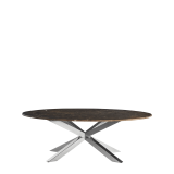 Cognac Coffee Table in Chrome with Oval Marble Top
