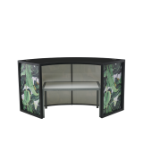 Unico Curved DJ Booth with Black Frame and Palm Leaf Print Panels