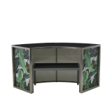 Unico Curved DJ Booth - SS Frame -  Palm Leaf Panels - Black Top