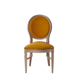 Chandelle Chair in Ivory with Amber Velvet Seat Pad