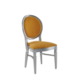 Chandelle Chair in Silver with Amber Velvet Seat Pad