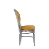 Chandelle Chair in Silver with Amber Velvet Seat Pad