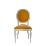 Chandelle Chair in White with Amber Velvet Seat Pad