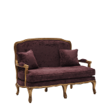 Paris Settee Sofa Amethyst in Gold upholstered in Purple Velvet