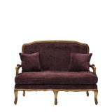 Paris Settee Sofa Amethyst in Gold upholstered in Purple Velvet