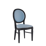 Chandelle Chair in Black with Baby Blue Seat Pad