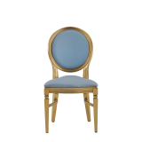 Chandelle Chair in Gold with Baby Blue Seat Pad
