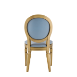 Chandelle Chair in Gold with Baby Blue Seat Pad