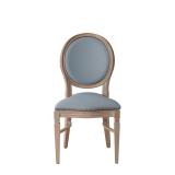 Chandelle Chair in Ivory with Baby Blue Seat Pad