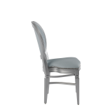 Chandelle Chair in Silver with Baby Blue Seat Pad