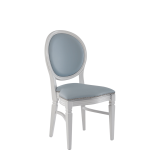 Chandelle Chair in White with Baby Blue Seat Pad