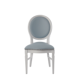 Chandelle Chair in White with Baby Blue Seat Pad