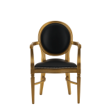 Chandelle Armchair in Gold with Black Seat Pad