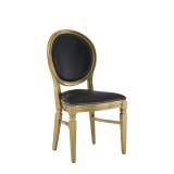 Chandelle Chair in Gold with Black Seat Pad