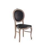 Louise Chair in Ivory with Black Seat Pad