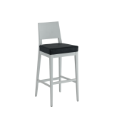Porcino Bar Stool in White with Black Seat Pad