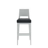 Porcino Bar Stool in White with Black Seat Pad