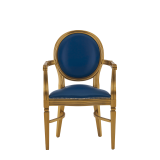 Chandelle Armchair in Gold with Blue Seat Pad