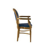 Chandelle Armchair in Gold with Blue Seat Pad