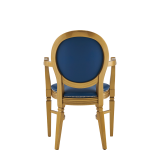 Chandelle Armchair in Gold with Blue Seat Pad
