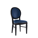 Chandelle Chair in Black with Blue Seat Pad