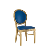 Chandelle Chair in Gold with Blue Seat Pad