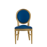 Chandelle Chair in Gold with Blue Seat Pad