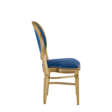 Chandelle Chair in Gold with Blue Seat Pad