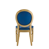 Chandelle Chair in Gold with Blue Seat Pad