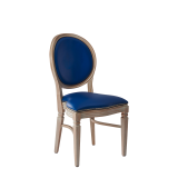 Chandelle Chair in Ivory with Blue Seat Pad