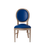 Chandelle Chair in Ivory with Blue Seat Pad