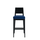 Porcino Bar Stool in Black with Blue Seat Pad