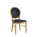 Chandelle Chair in Gold with Brown Seat Pad