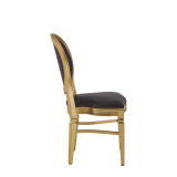 Chandelle Chair in Gold with Brown Seat Pad