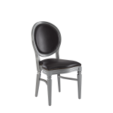 Chandelle Chair in Silver with Brown Seat Pad