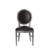 Chandelle Chair in Silver with Brown Seat Pad