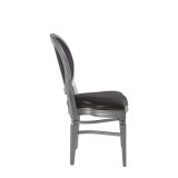 Chandelle Chair in Silver with Brown Seat Pad
