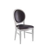 Chandelle Chair in White with Brown Seat Pad