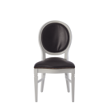 Chandelle Chair in White with Brown Seat Pad