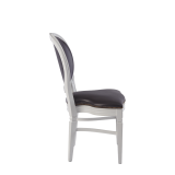 Chandelle Chair in White with Brown Seat Pad