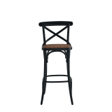 Coco Bar Stool in Black with Cane Work Seat Pad