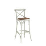 Coco Bar Stool in White with Cane Work Seat Pad