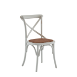 Coco Chair in White with Cane Work Seat Pad