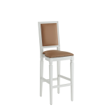 CKC Bar Stool in White with Caramel Seat Pad