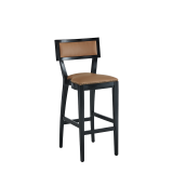 The Bogart Bar Stool in Black with Caramel Seat Pad